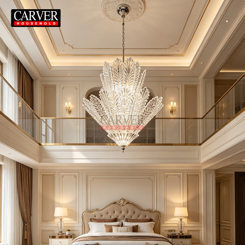 Light luxury French hotel restaurant, maple leaf crystal chandelier, post-modern model room, 24-inch glass living room lamp - Image 6