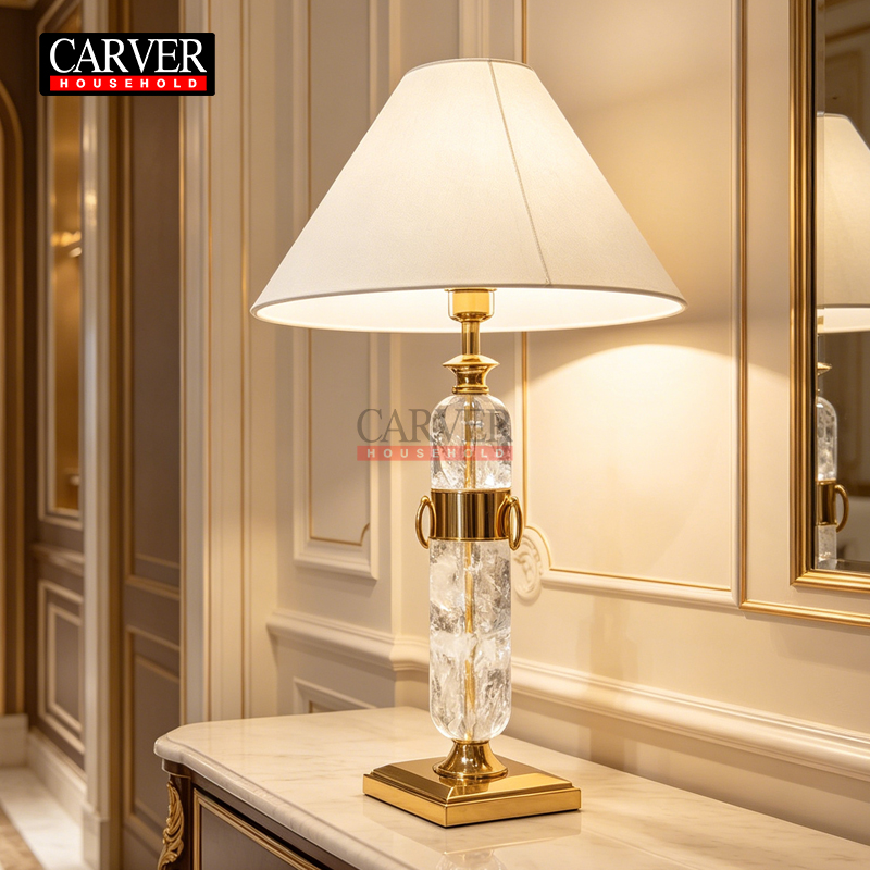 Luxury villa living room coffee table crystal stone table lamp hotel model room central fabric table lamp decorative bedroom bedside lamp - Image 6