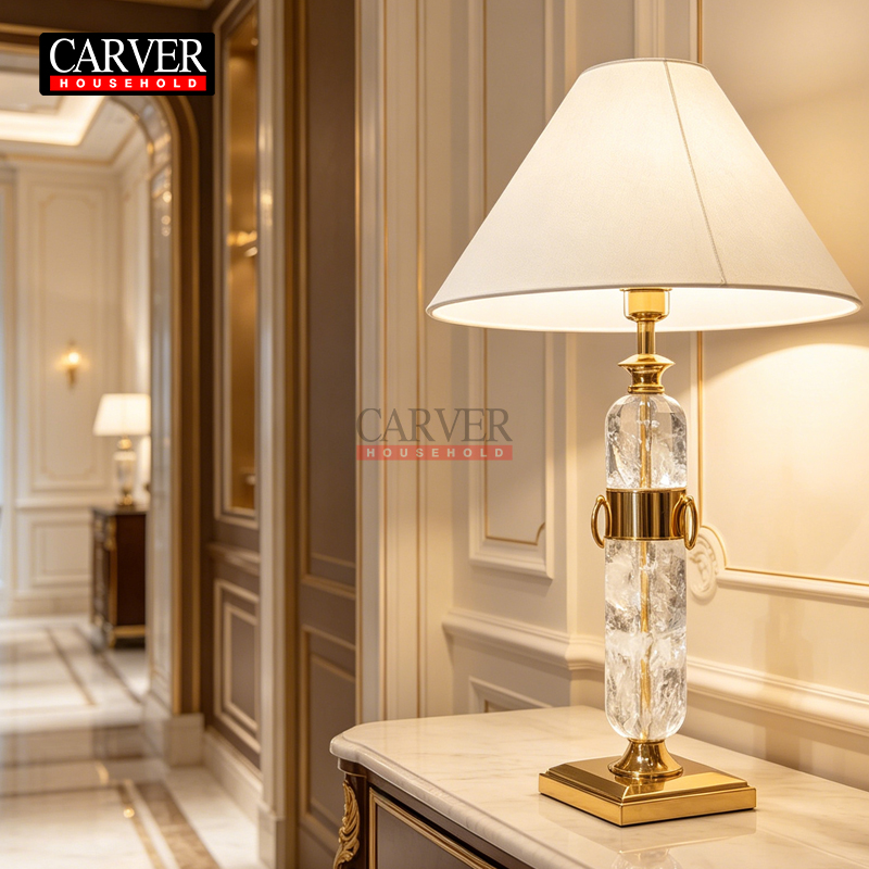 Luxury villa living room coffee table crystal stone table lamp hotel model room central fabric table lamp decorative bedroom bedside lamp - Image 7