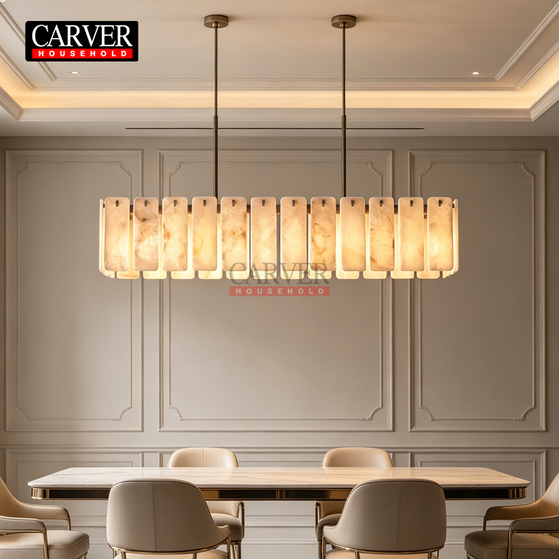 Wholesale American Retro Rectangular Snowflake Gypsum Restaurant Chandelier Kitchen Island Home Lighting Decoration - Image 7