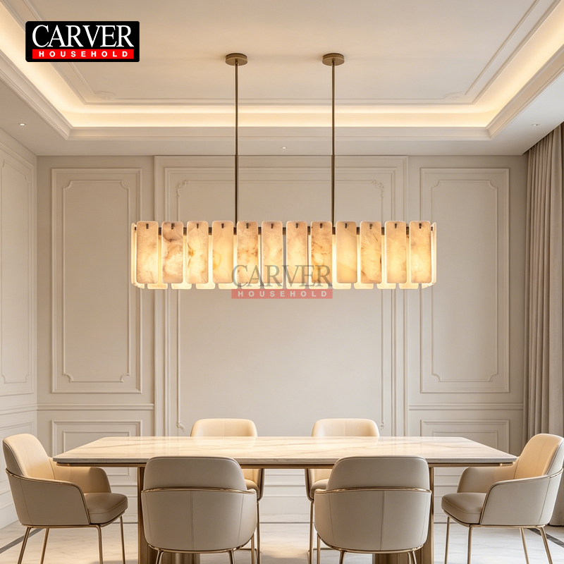 Wholesale American Retro Rectangular Snowflake Gypsum Restaurant Chandelier Kitchen Island Home Lighting Decoration - Image 6