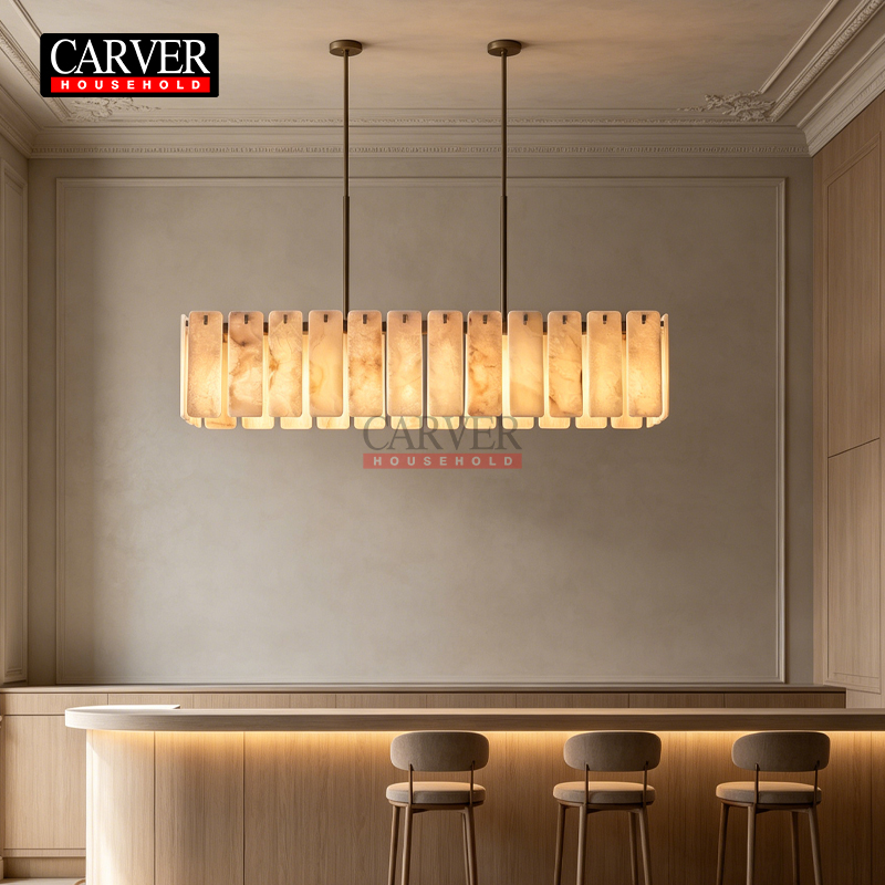 Wholesale American Retro Rectangular Snowflake Gypsum Restaurant Chandelier Kitchen Island Home Lighting Decoration - Image 5