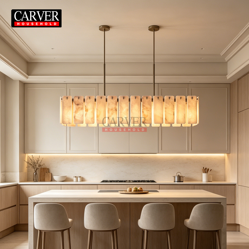 Wholesale American Retro Rectangular Snowflake Gypsum Restaurant Chandelier Kitchen Island Home Lighting Decoration - Image 4