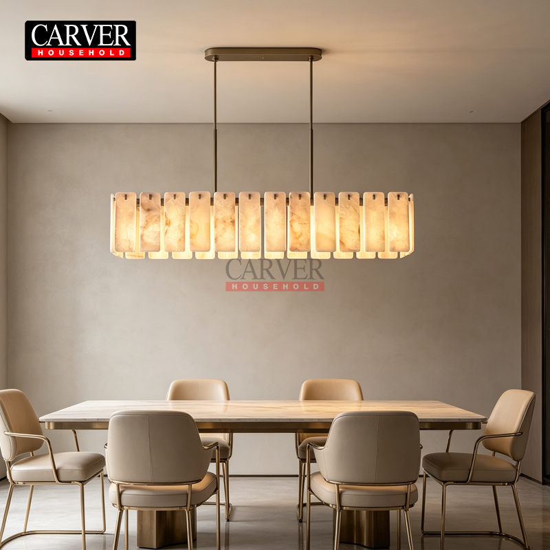 Wholesale American Retro Rectangular Snowflake Gypsum Restaurant Chandelier Kitchen Island Home Lighting Decoration