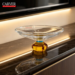 Modern style restaurant desktop oval colored crystal fruit tray fruit basket villa living room coffee table decoration