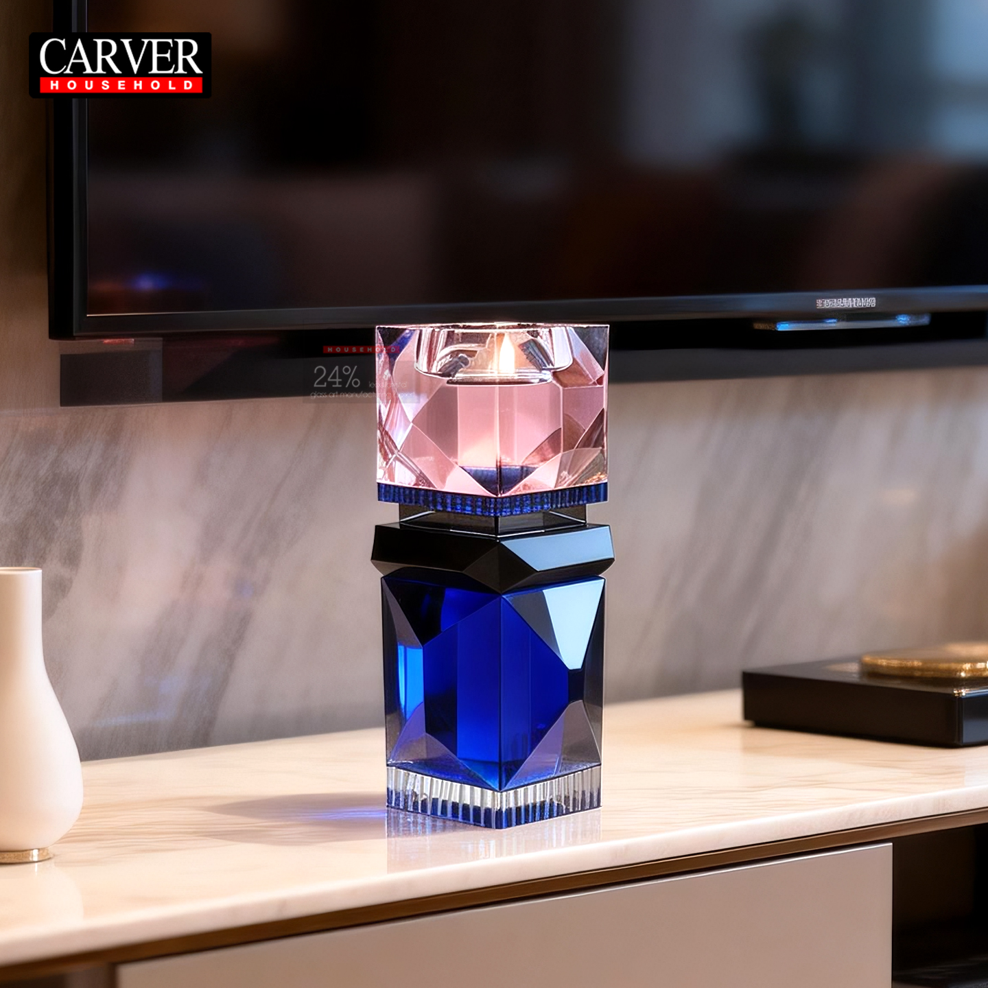Luxury villa living room coffee table top blue natural crystal candlesticks study room aromatherapy candle melting furnace aromatherapy lamp - Image 4