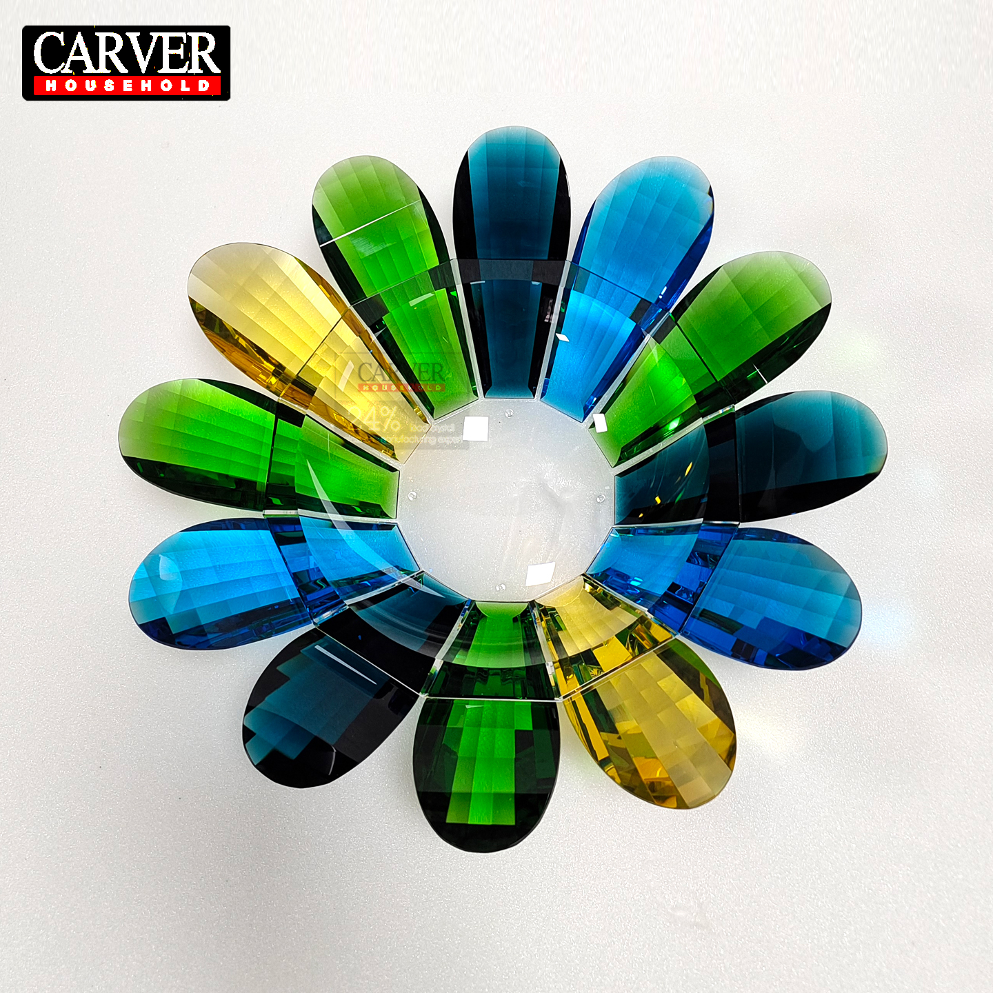 Crystal fruit plate on coffee table in modern villa living room; fruit tray on dining table in hotel wedding banquet hall or restaurant. - Image 2