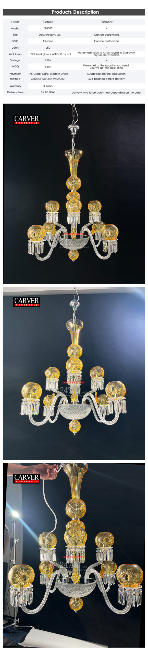 MAHARADJA 8-LIGHT CHANDELIER