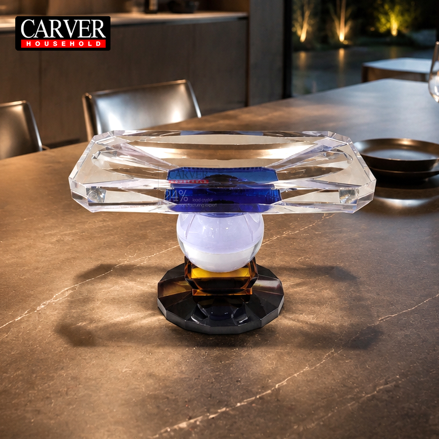 High End French Restaurant Desktop Rectangular Crystal Fruit Tray, Home Living Room Dessert Candy Tray, Art Decoration - Image 2